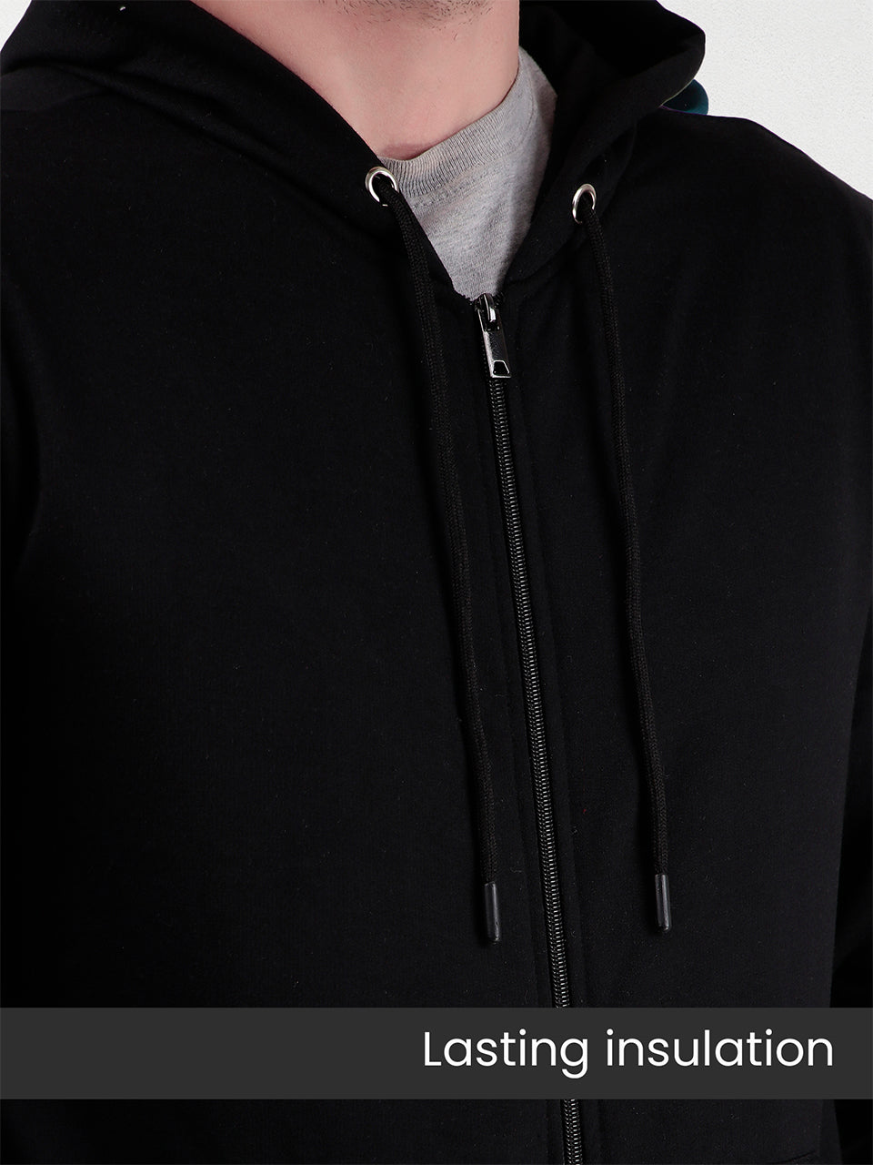 Men's Zipper Sweatshirt | Cotton Fleece | Relaxed Fit Hoodie | Black