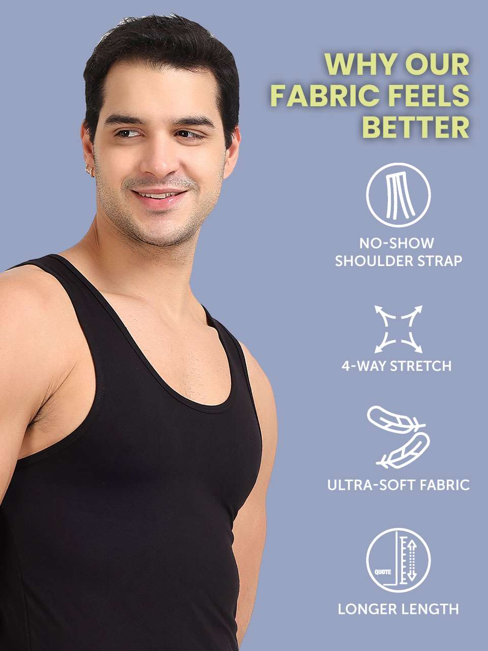 Regular Fit Organic Cotton Comfort Vest for Men-Pack of 1