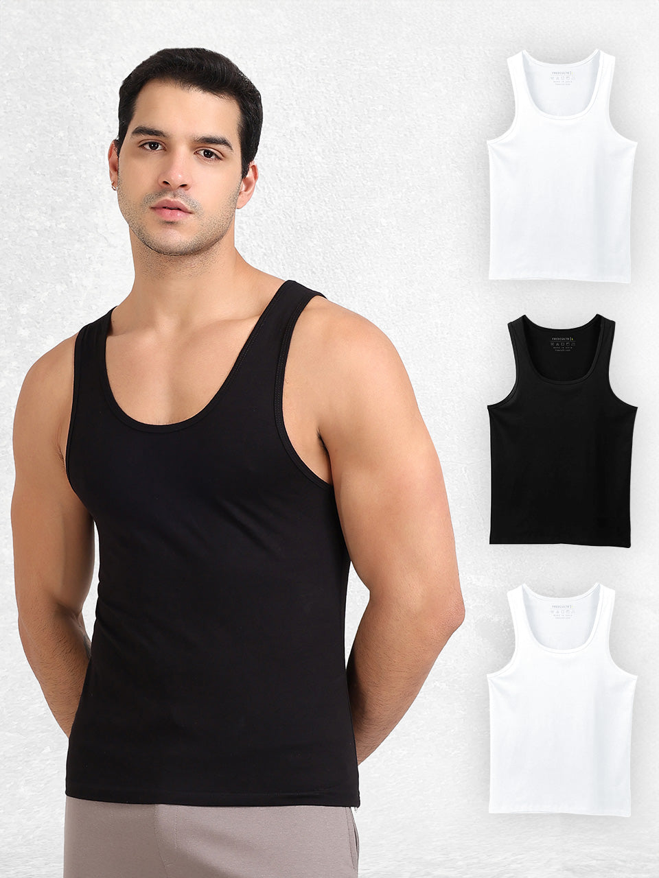 Regular Fit Organic Cotton Comfort Vest for Men-Pack of 4