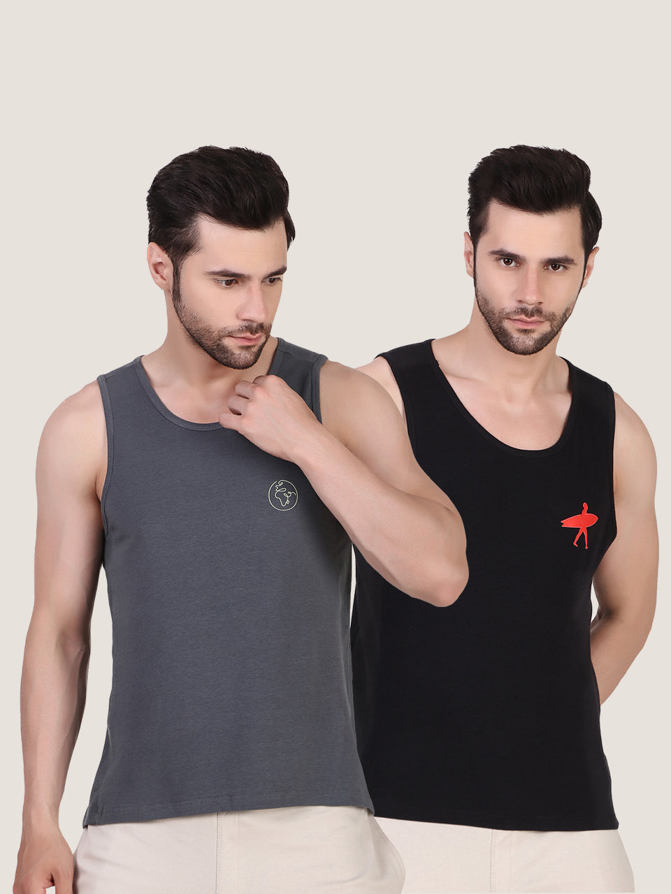 Retro Graphic Organic Bamboo Vest- Active Fit (Pack Of 2)