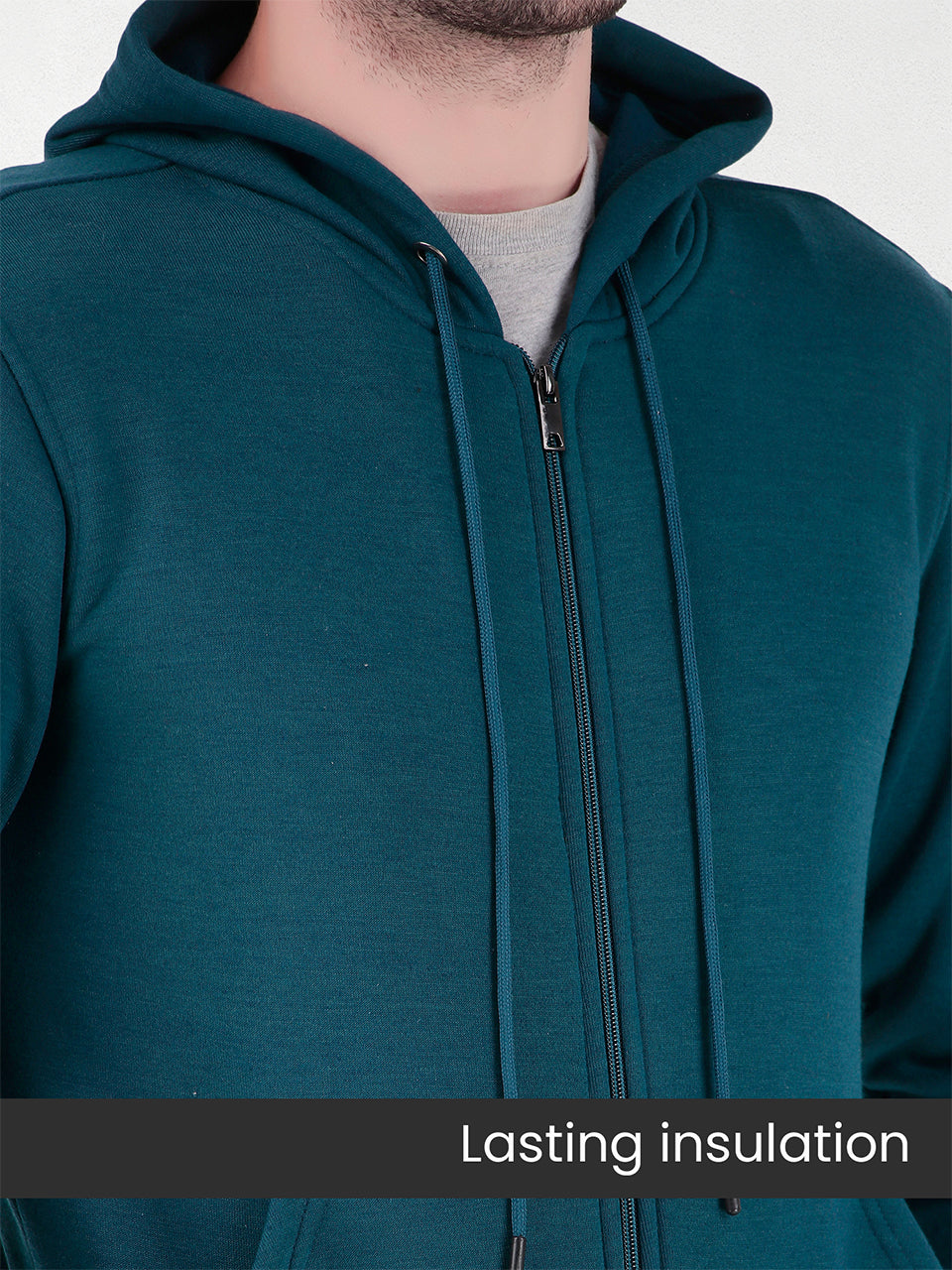 Men's Zipper Sweatshirt | Cotton Fleece | Relaxed Fit Hoodie | Blue