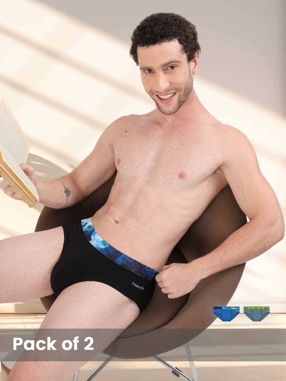 Men's Cotton Abstract Waistband Brief – Pack of 2