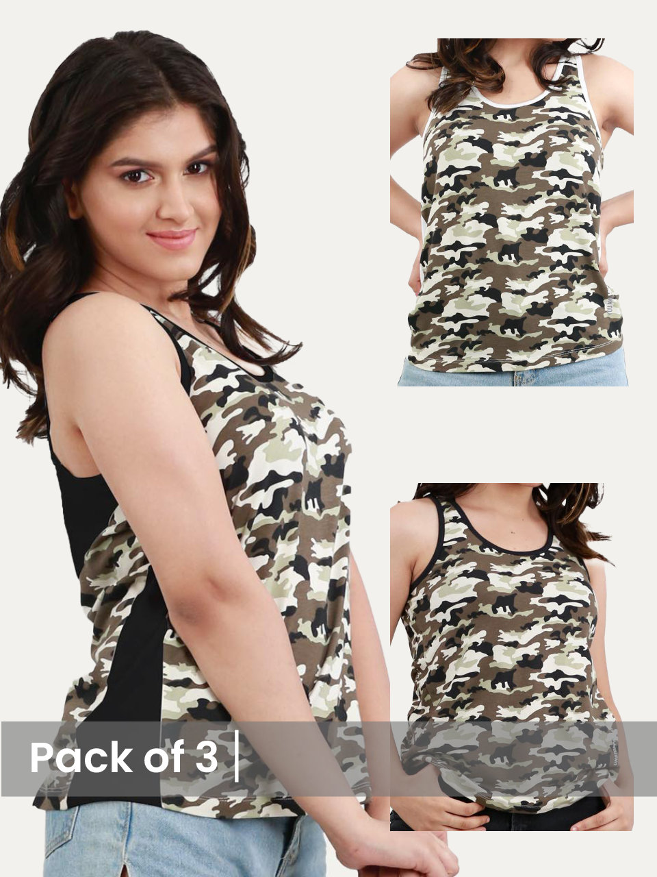 Camouflage Printed Women's Tanks (Pack of 3)
