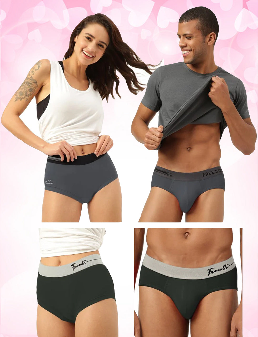 Men's Brief's & Women's Boxer Brief Combo (Pack of 4)