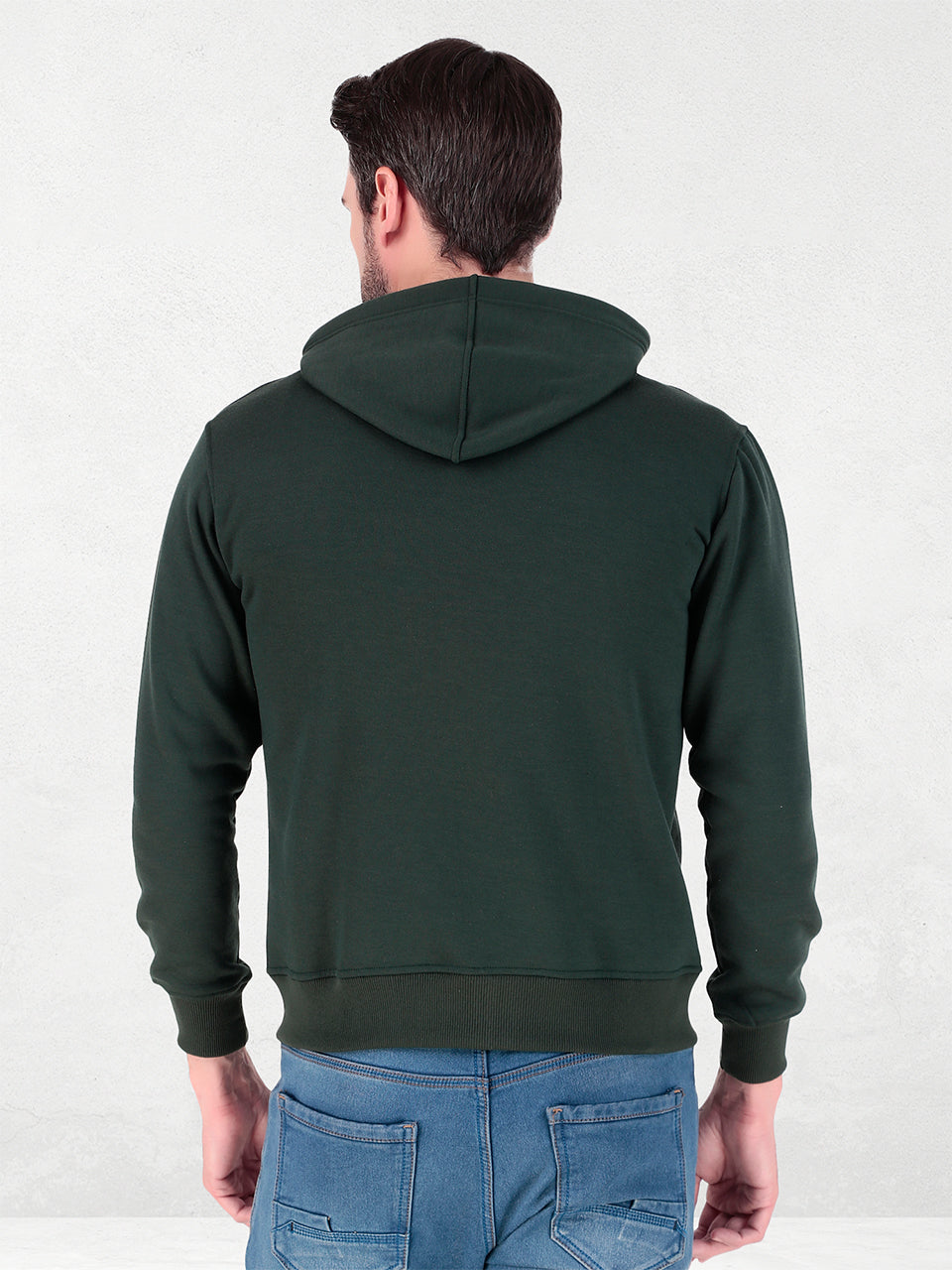 Men's Zipper Sweatshirt | Cotton Fleece | Relaxed Fit Hoodie | Green