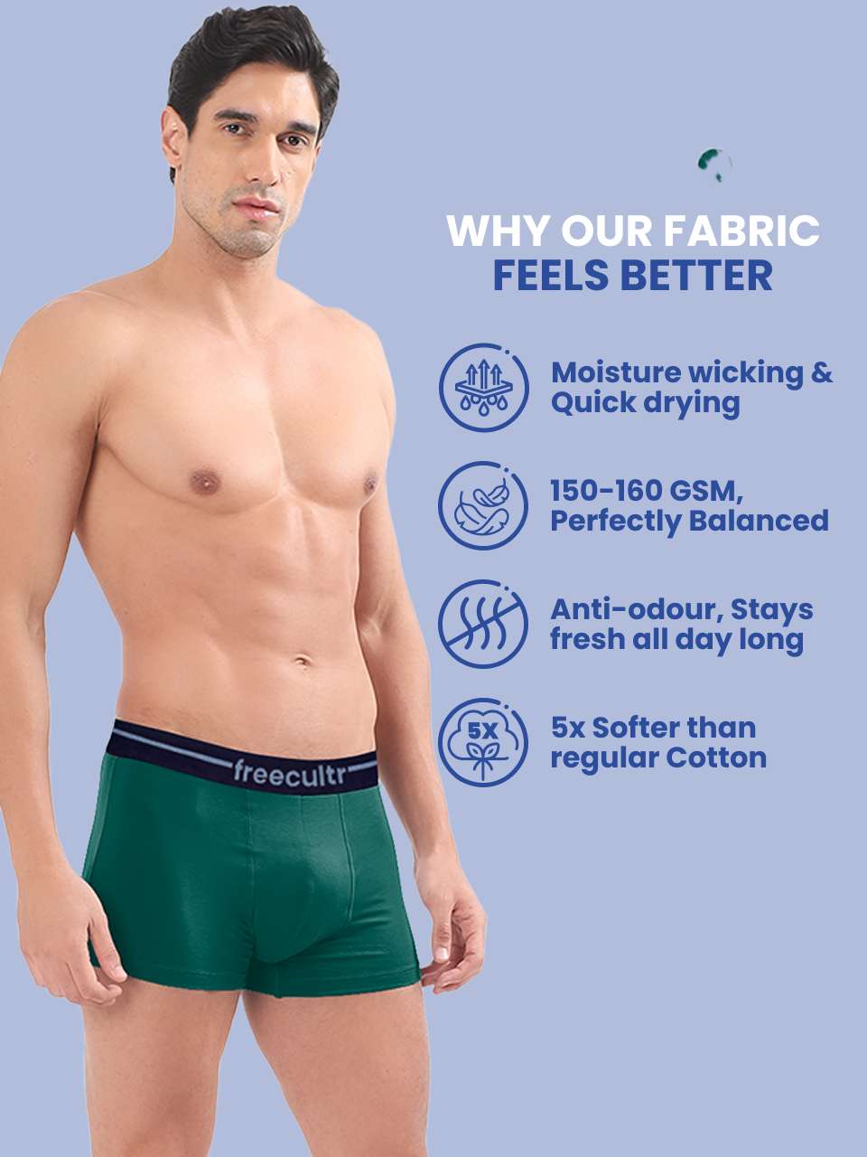 Men’s Adaptive Cotton Stretch Trunks Pack of 3