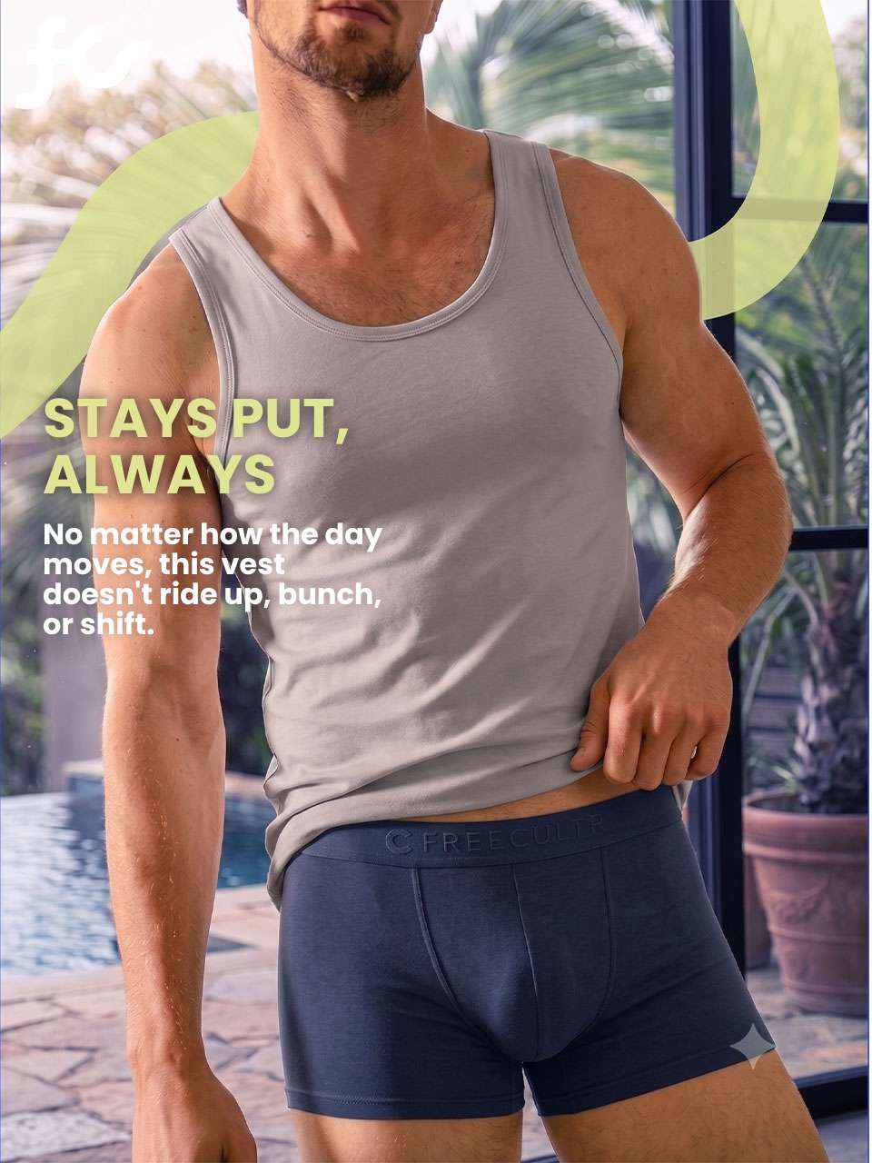 Regular Fit Organic Cotton Comfort Vest for Men-Pack of 1