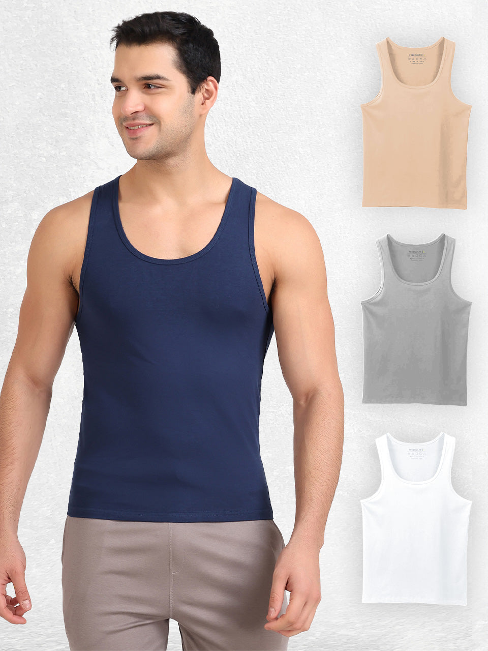 Regular Fit Organic Cotton Comfort Vest for Men-Pack of 4