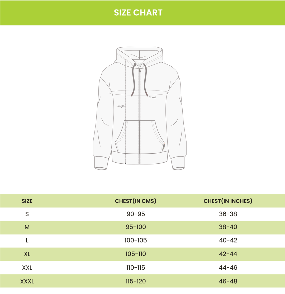 Zip Male Hoodie Size Chart Men's Zipper Sweatshirt Cotton Fleece