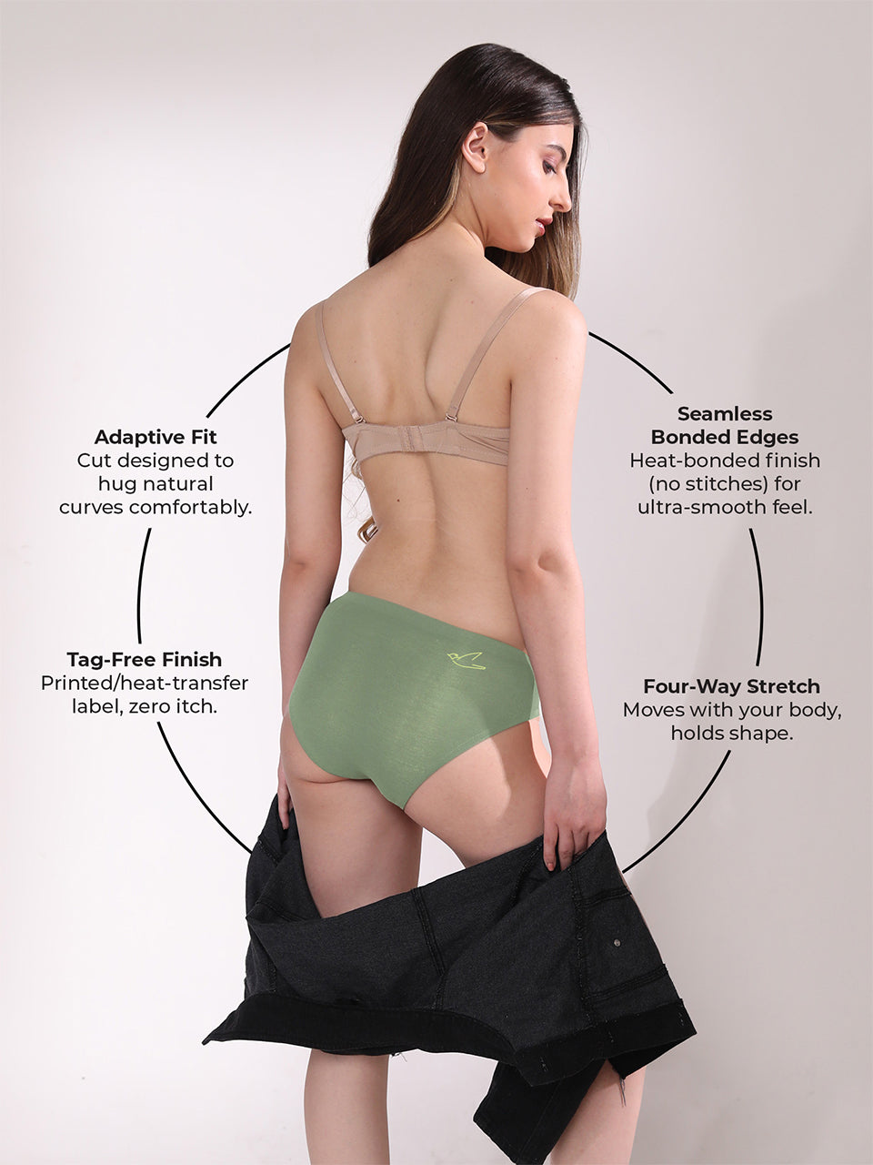 Seamless No Show Micro Modal Hipster panties pack of 3