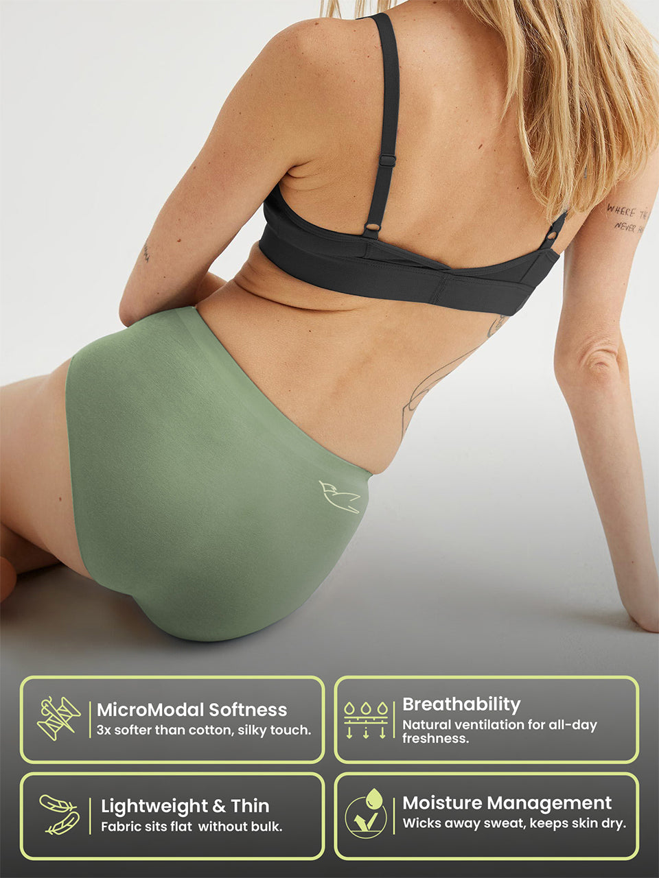 Seamless No Show Micro Modal Hipster panties pack of 3