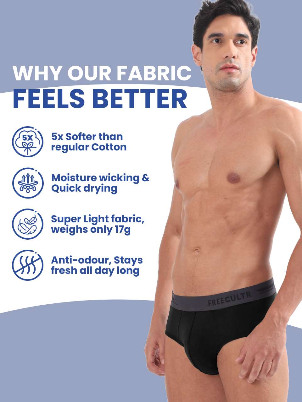 Men's Anti-Bacterial Micro Modal Brief in Contrast Waistband (Pack of 3)