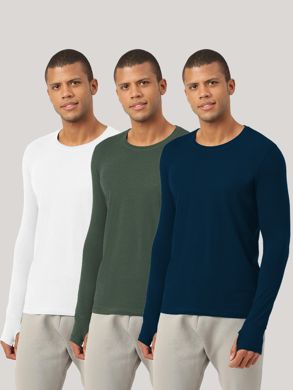 Men's Organic Bamboo Skins (Full Sleeves-Undershirt, Loungewear, Sleepwear) - Pack of 3