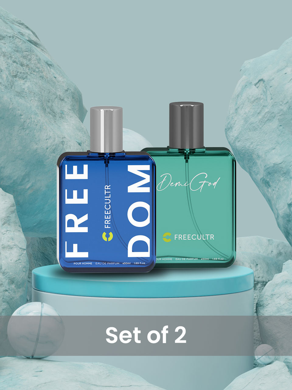 EDP Perfume for Men - Freedom & DemiGod - 50 ml Pack of 2