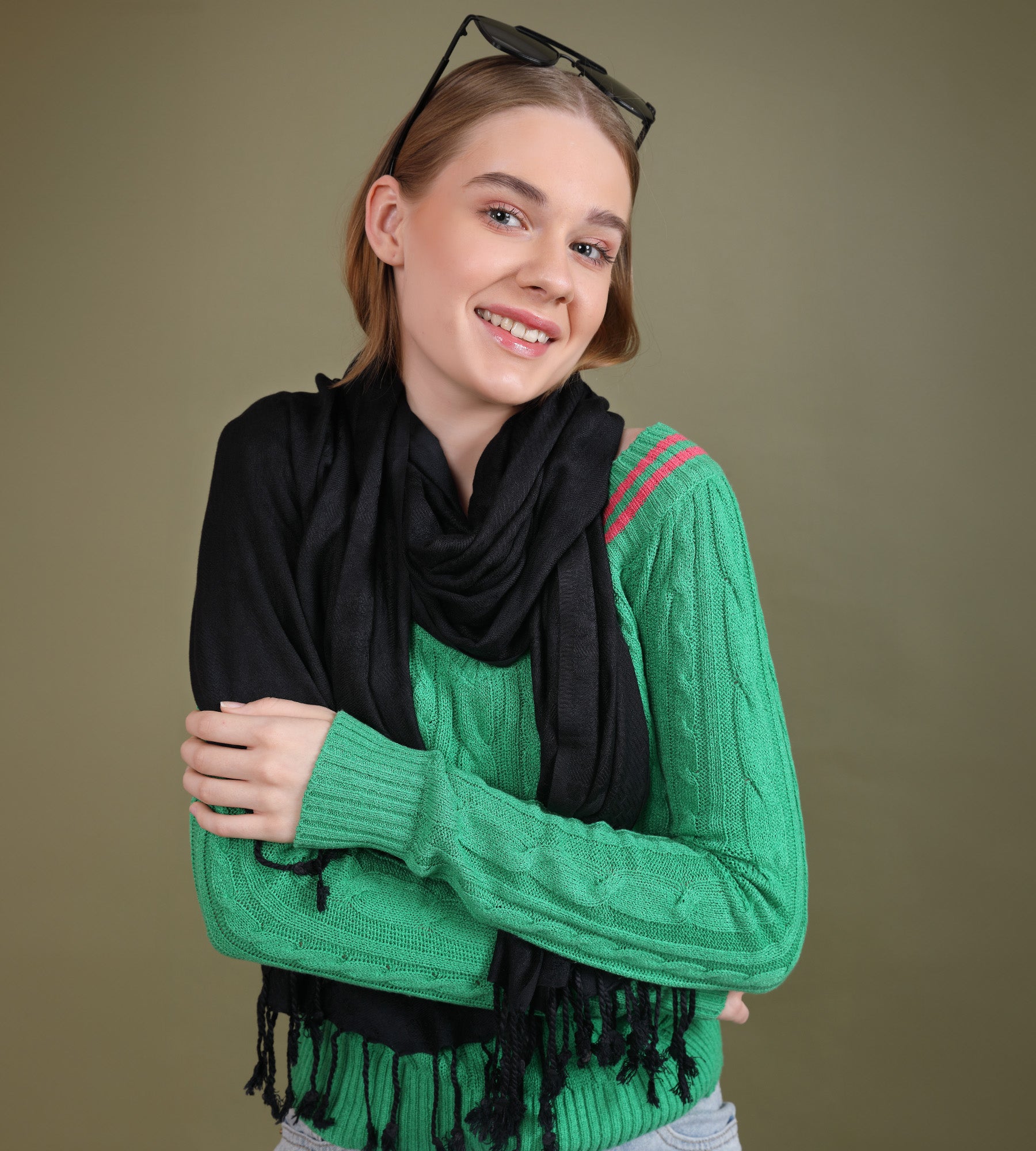 Black Pashmina Stole with Tassels