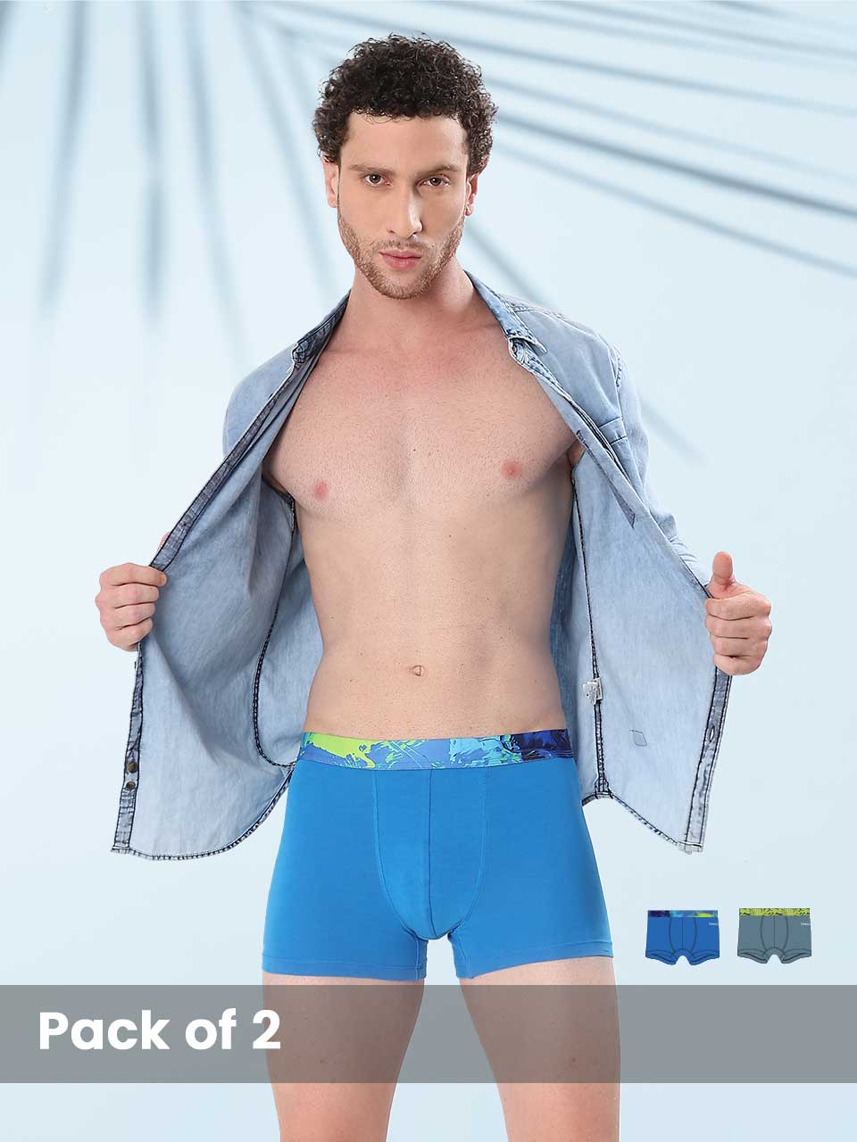 Men's Cotton Abstract Waistband Trunk – Pack of 2