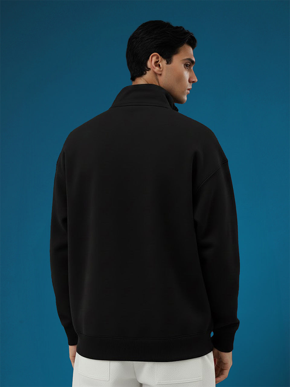 Half-Zip Cotton Fleece Sweatshirt - Slate Blue