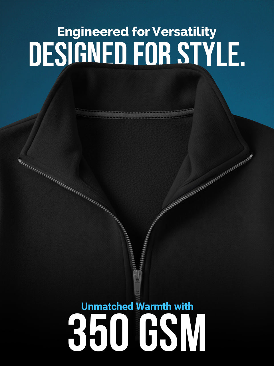 Half-Zip Cotton Fleece Sweatshirt - Slate Blue