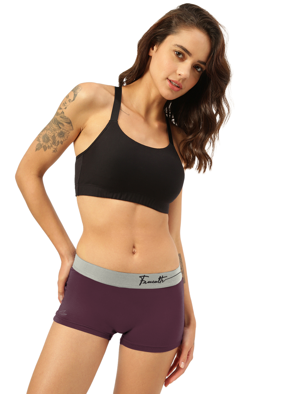 Women's Micro Modal Solid Waistband Boy Shorts With Cult Waistband(Pack of 4)