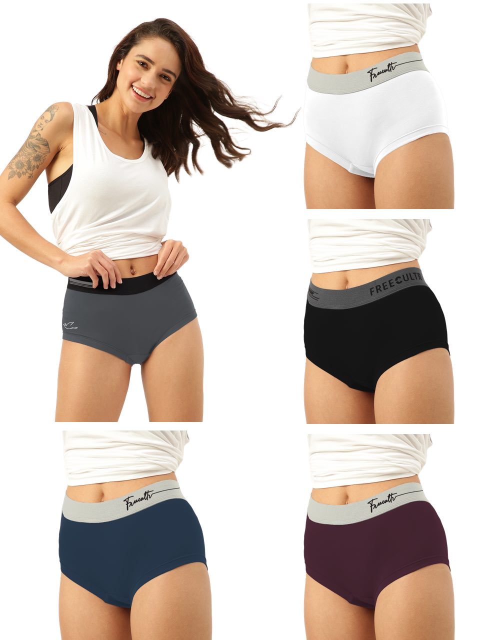 Women's Micro Modal Solid Waistband Boxer Brief With Cult Waistband (Pack of 5)