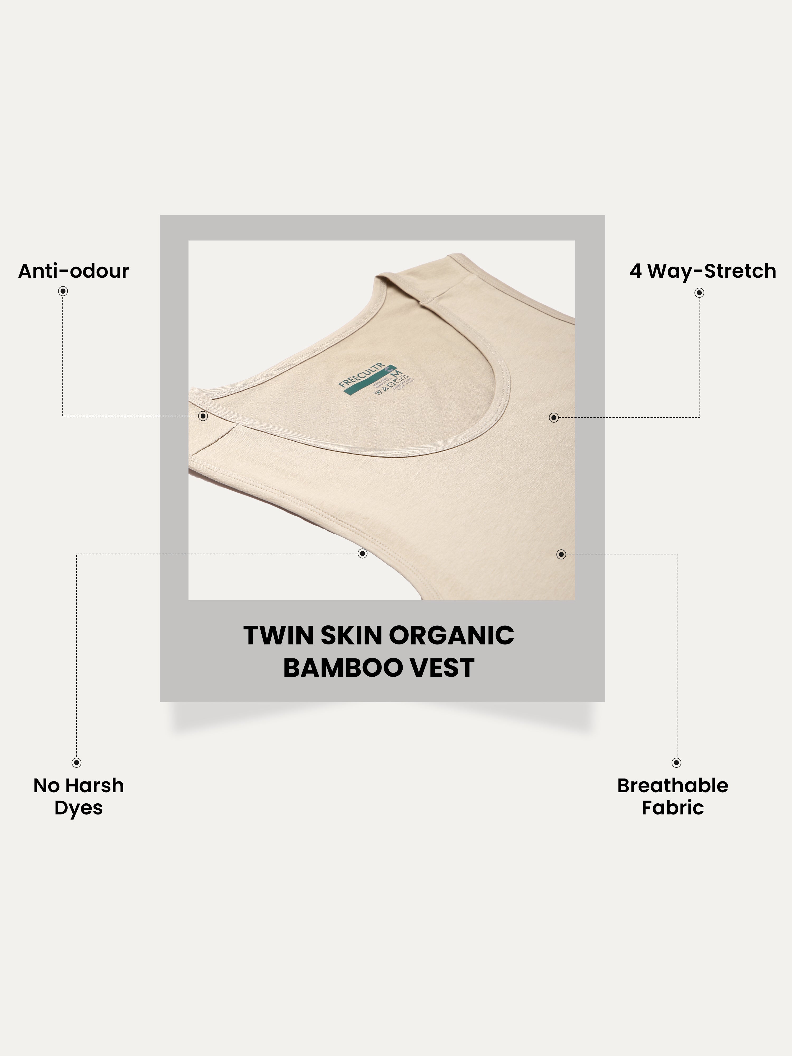 Twin Skin Organic Bamboo Vest - Comfort Fit (Pack Of 1)