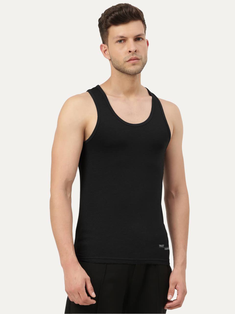 Black Twin Skin Organic Bamboo Vest - Comfort Fit (Pack Of 1)
