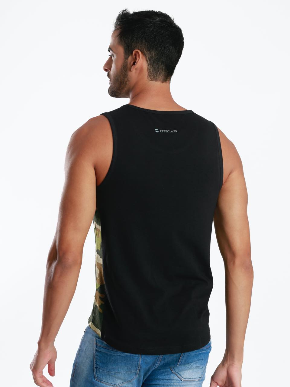 Rib Camo Black Active Fit Camo Printed Organic Bamboo Vest (Pack Of 1)