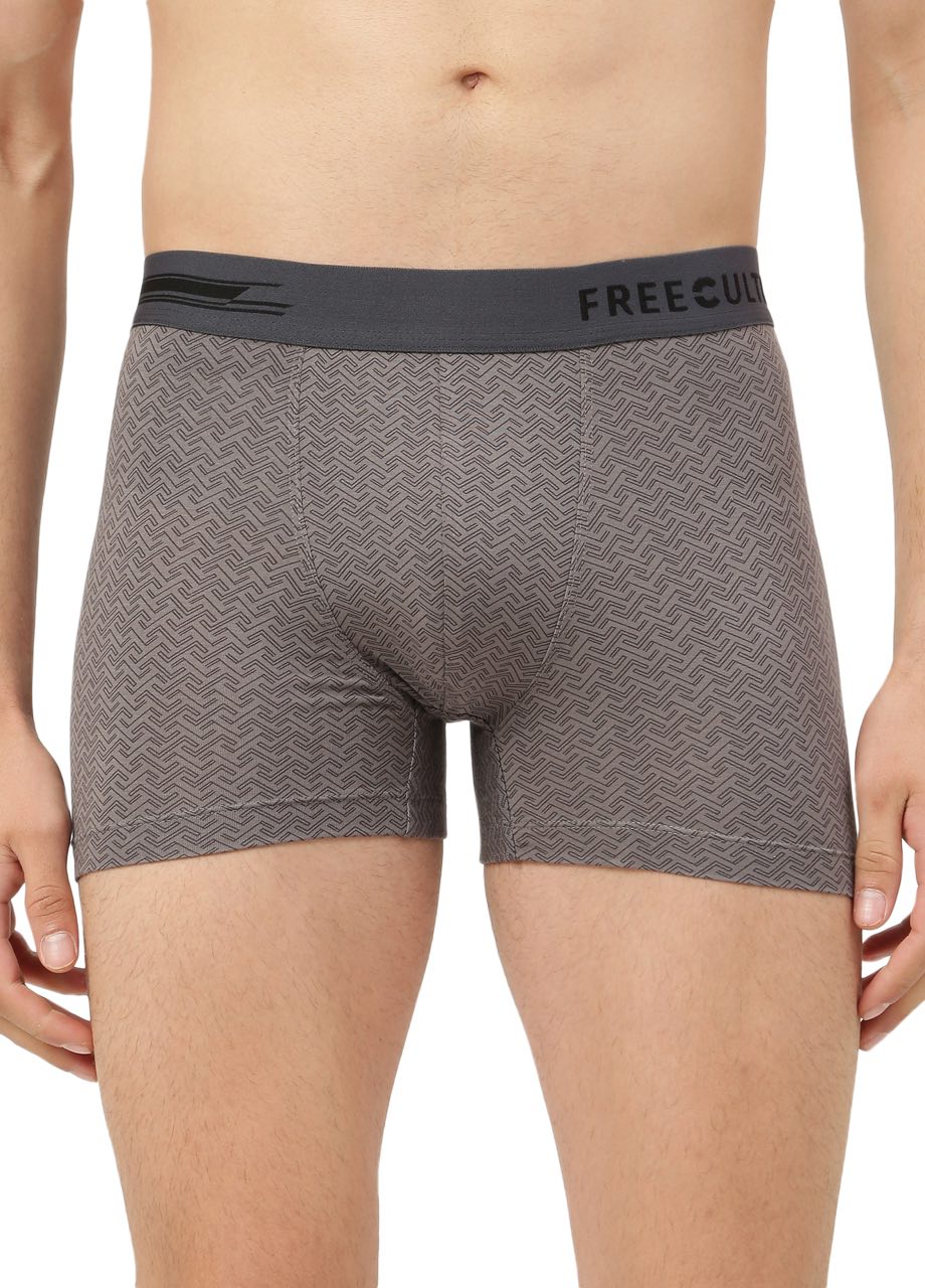 Brick Smoke Grey Men's Anti-Bacterial Printed Micro Modal Trunk (Pack of 1)