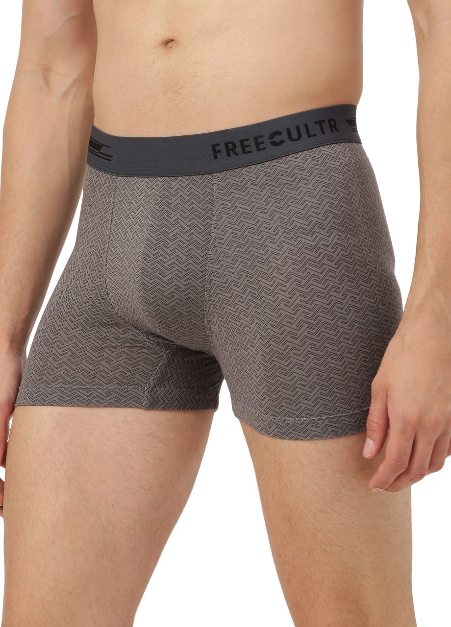 Brick Smoke Grey Men's Anti-Bacterial Printed Micro Modal Trunk (Pack of 1)