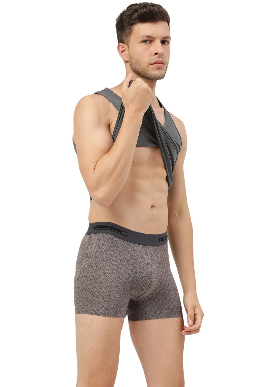 Brick Smoke Grey Men's Anti-Bacterial Printed Micro Modal Trunk (Pack of 1)