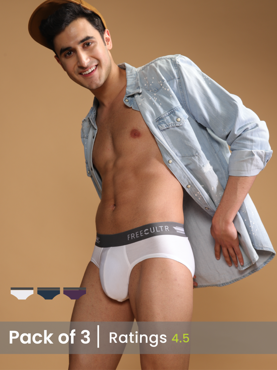 Men's Anti-Bacterial Micro Modal Brief in Contrast Waistband (Pack of 3)