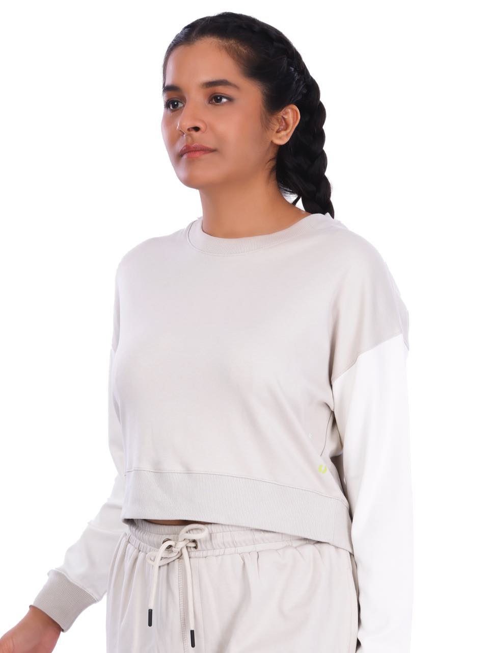 Cropped white crew outlet neck