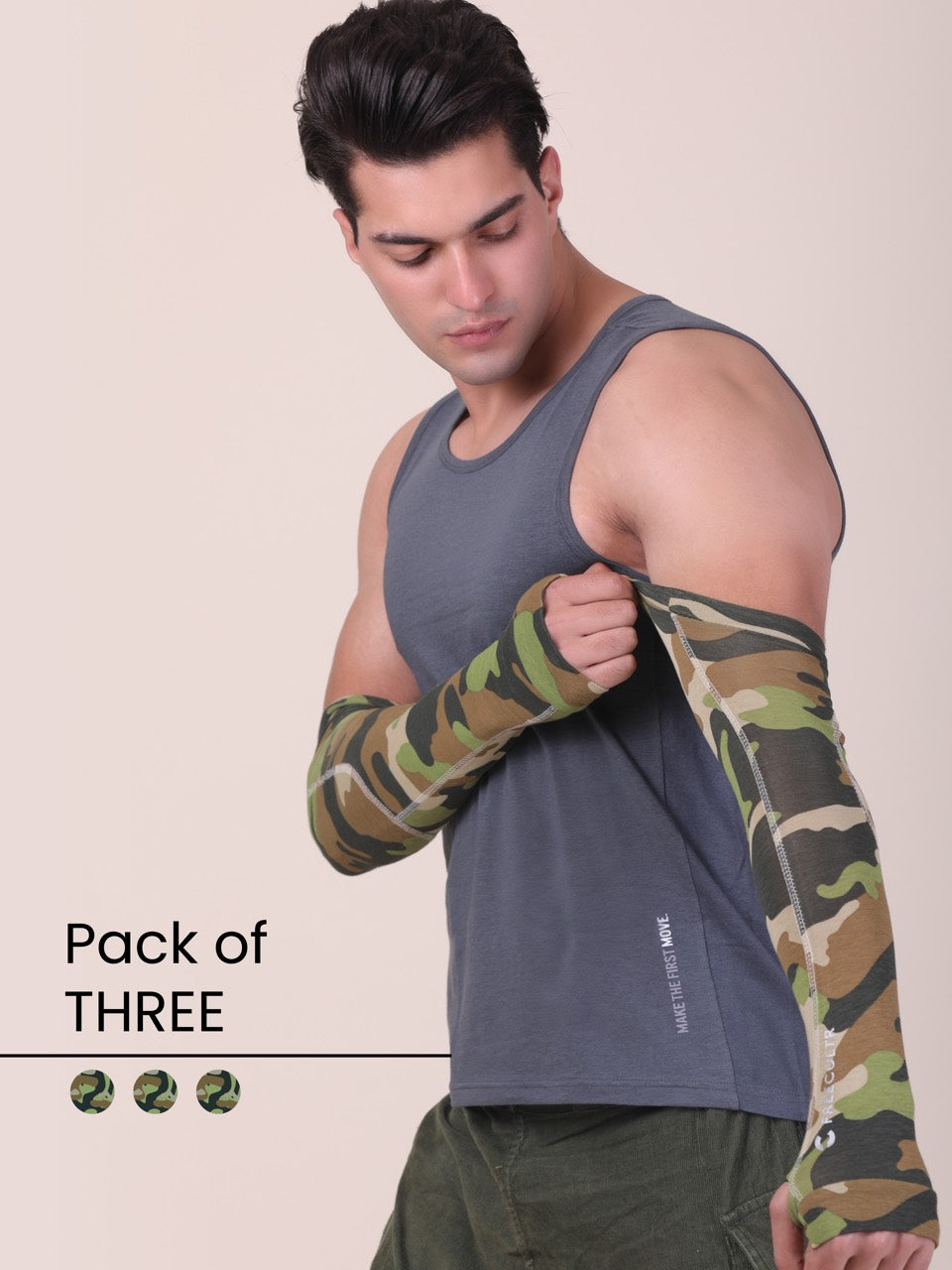 Camo Printed Organic Bamboo Arm Sleeves (Pack of 3)