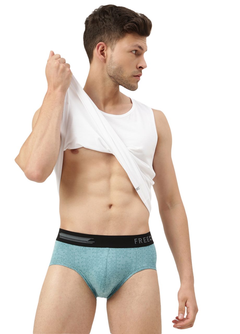 Carbon Martini Blue Men's Anti-Bacterial Micro Modal Printed Brief (Pack of 1)