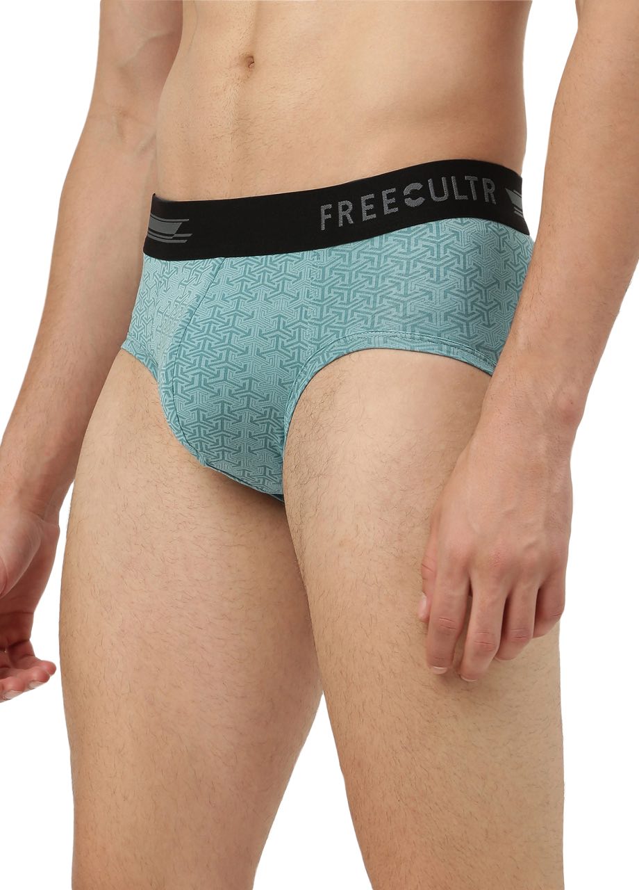 Carbon Martini Blue Men's Anti-Bacterial Micro Modal Printed Brief (Pack of 1)