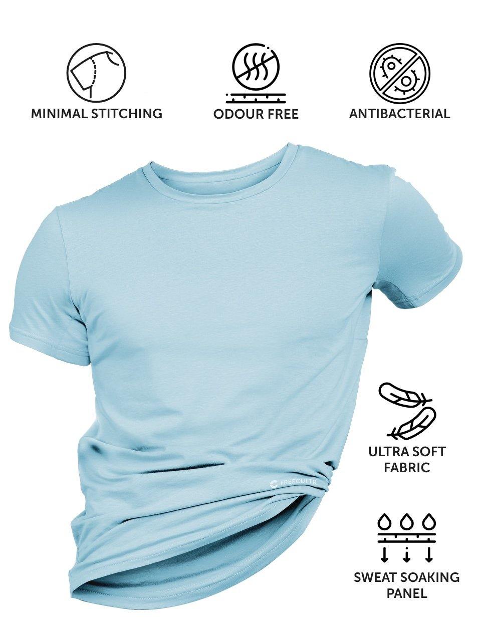 Men's Half Sleeves Bamboo T-shirt (Undershirt, Loungewear, Sleepwear) - Pack of 3 - freecultr.com