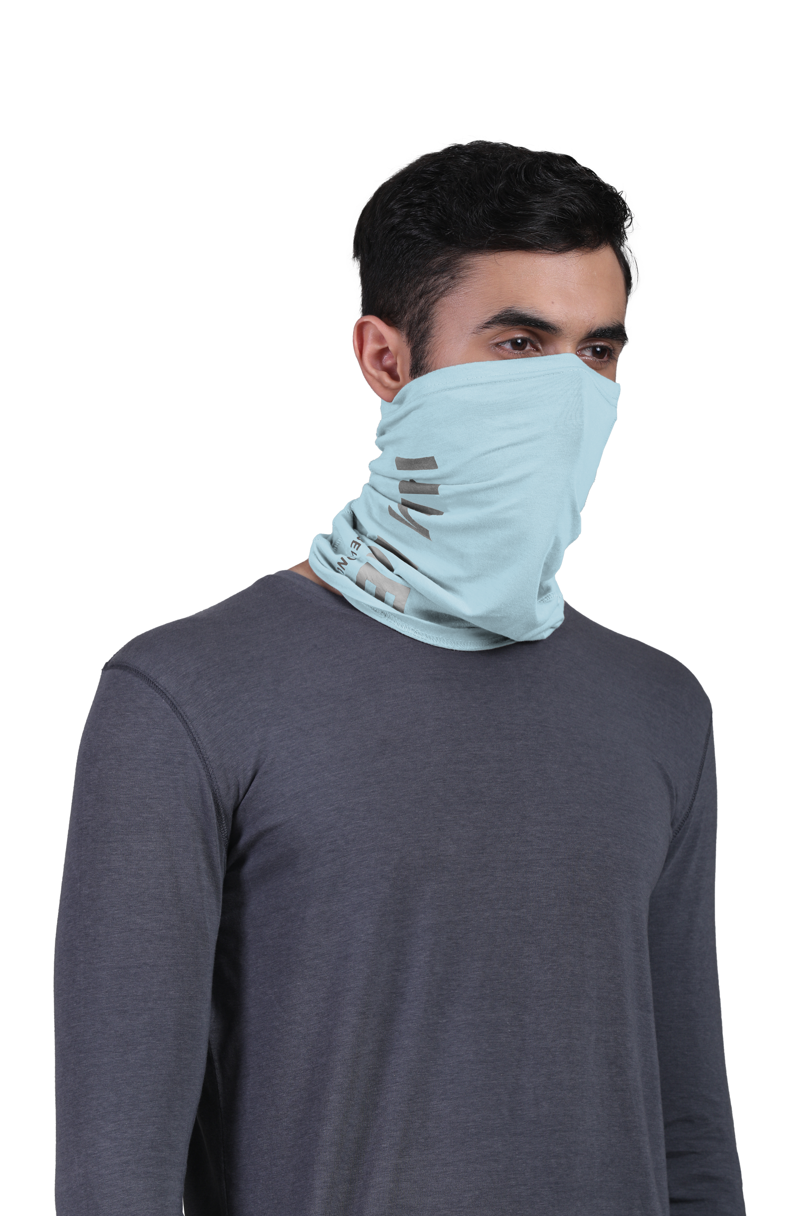 Unisex Chalk Blue Organic Bandana Masks - Printed (Pack Of 1)