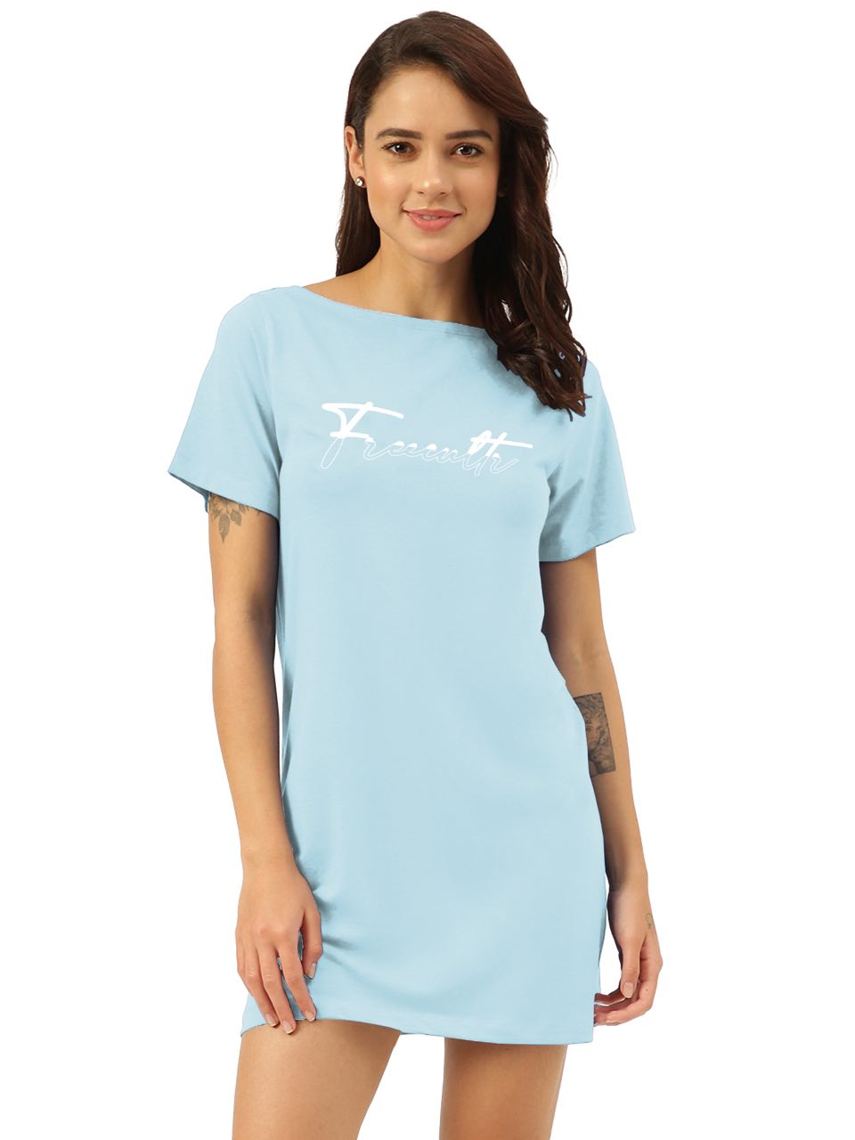 Chalk Blue Twin Skin Women's T-Shirt Dress (Pack Of 1)