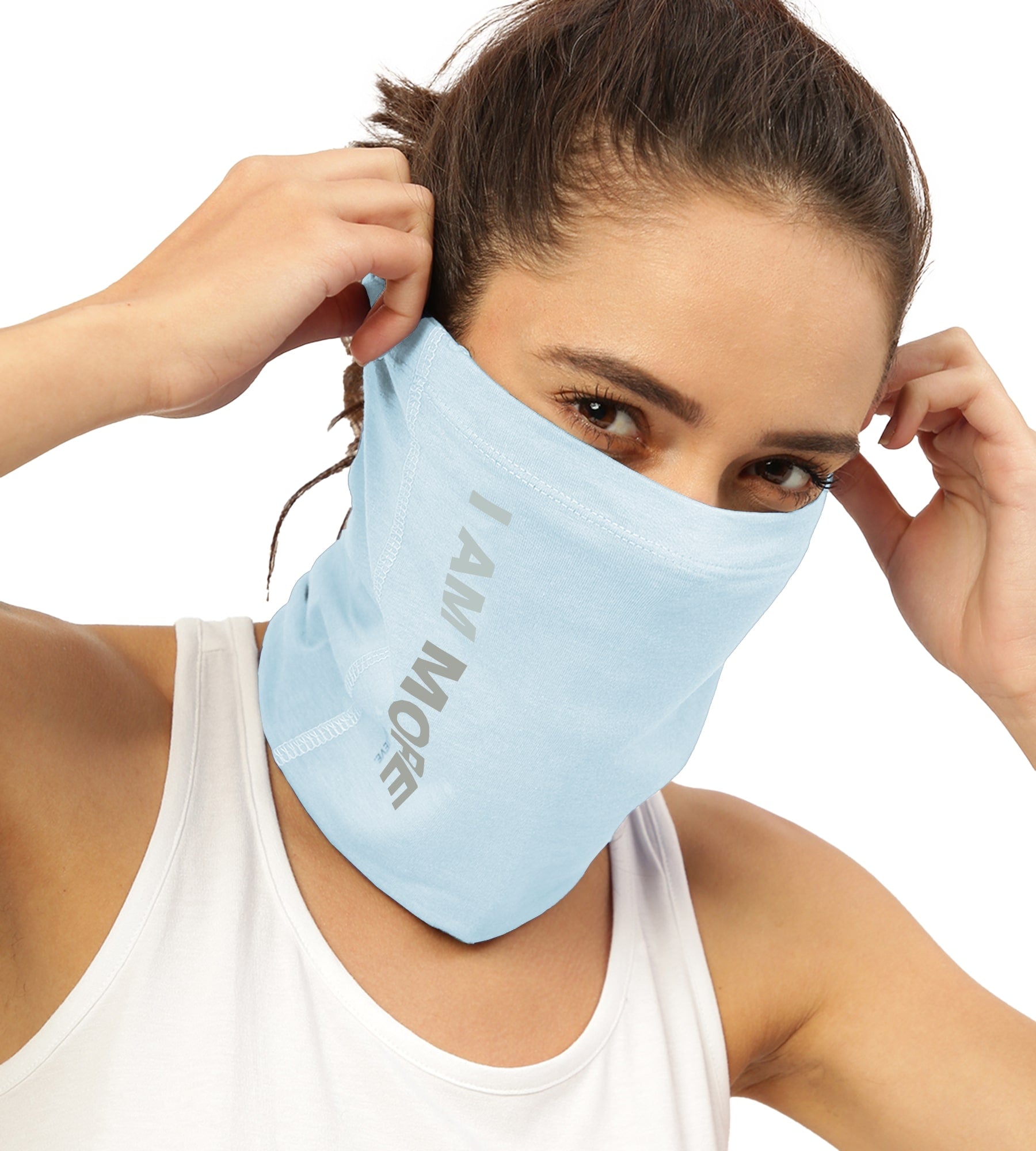Unisex Chalk Blue Organic Bandana Masks - Printed (Pack Of 1)
