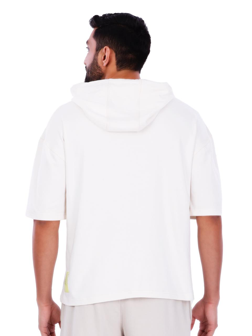 Unisex Ecru Colourblock Half Sleeve Sweatshirt