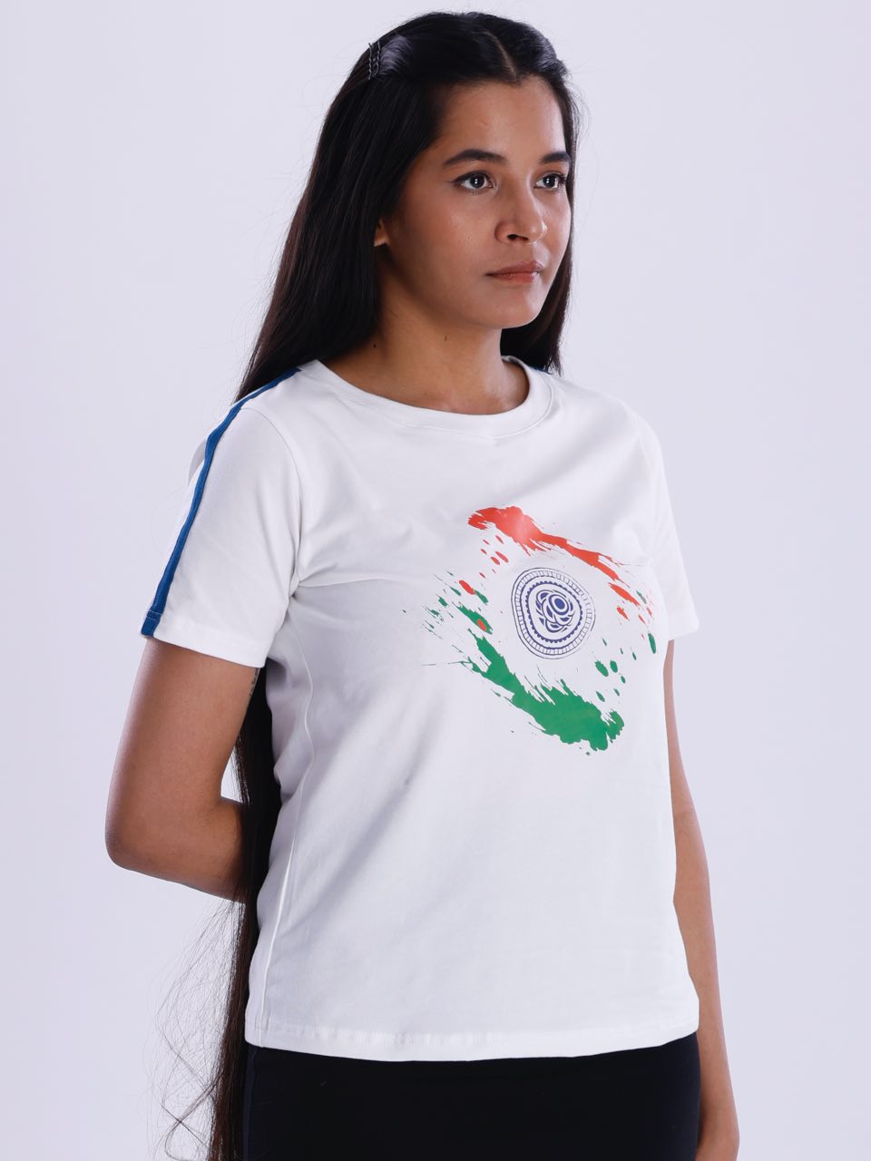 White Indian Flag Print T-Shirt