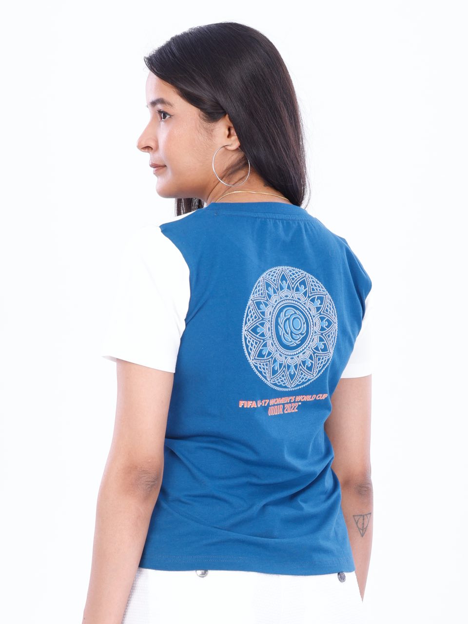 White Indian Flag Print T-Shirt
