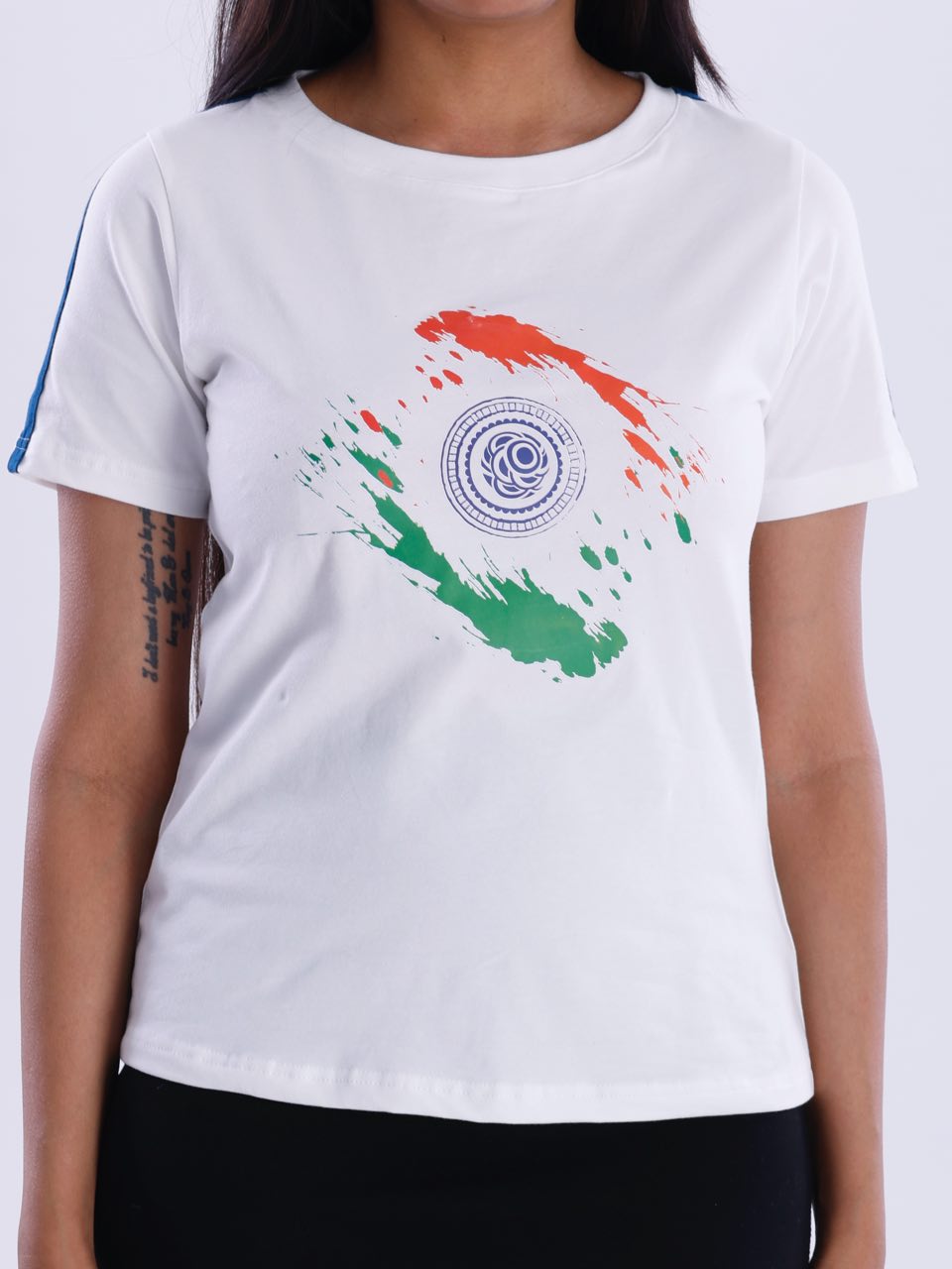 White Indian Flag Print T-Shirt