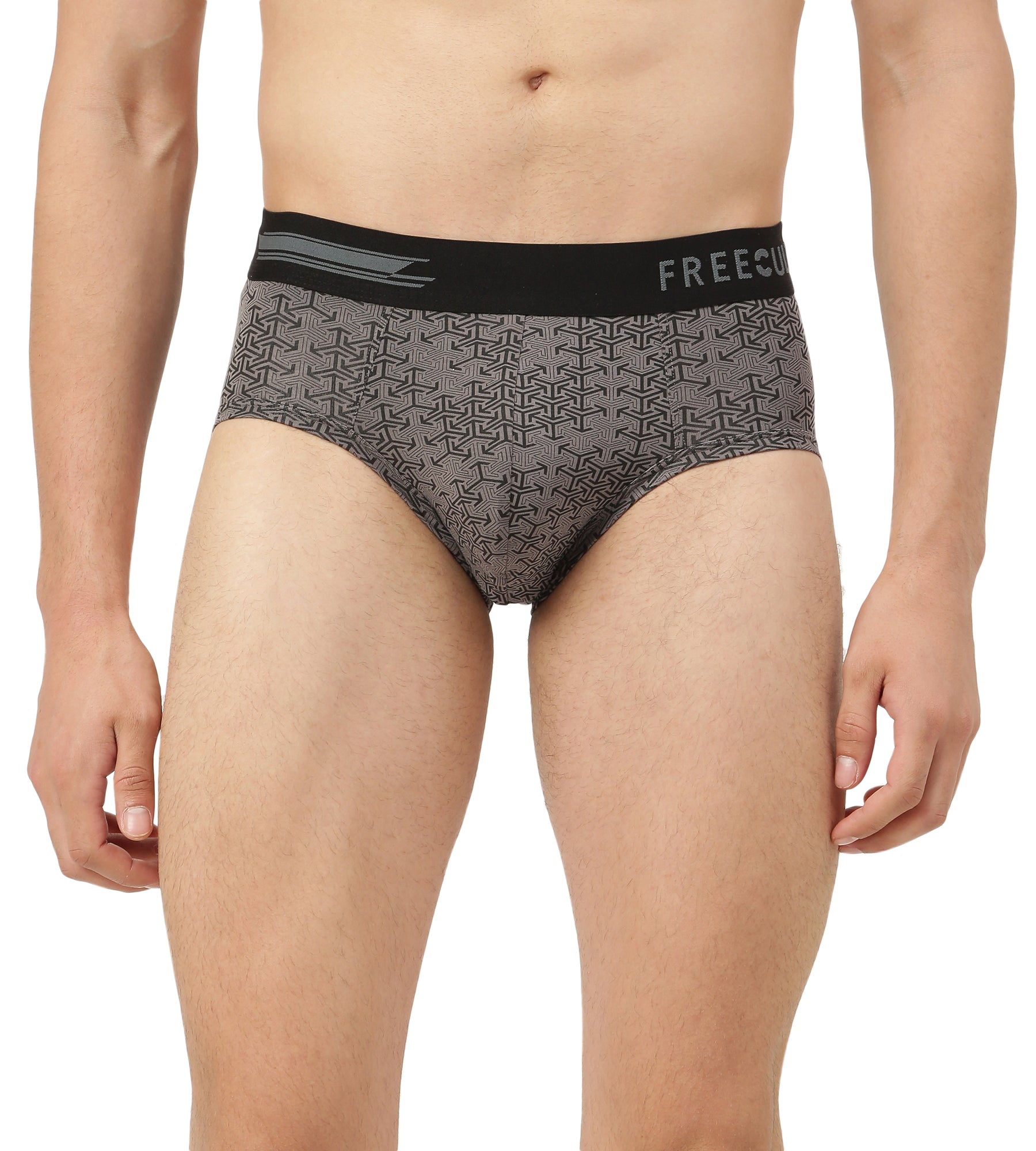 Carbon Smoke Grey Men's Anti-Bacterial Micro Modal Printed Brief (Pack of 1)