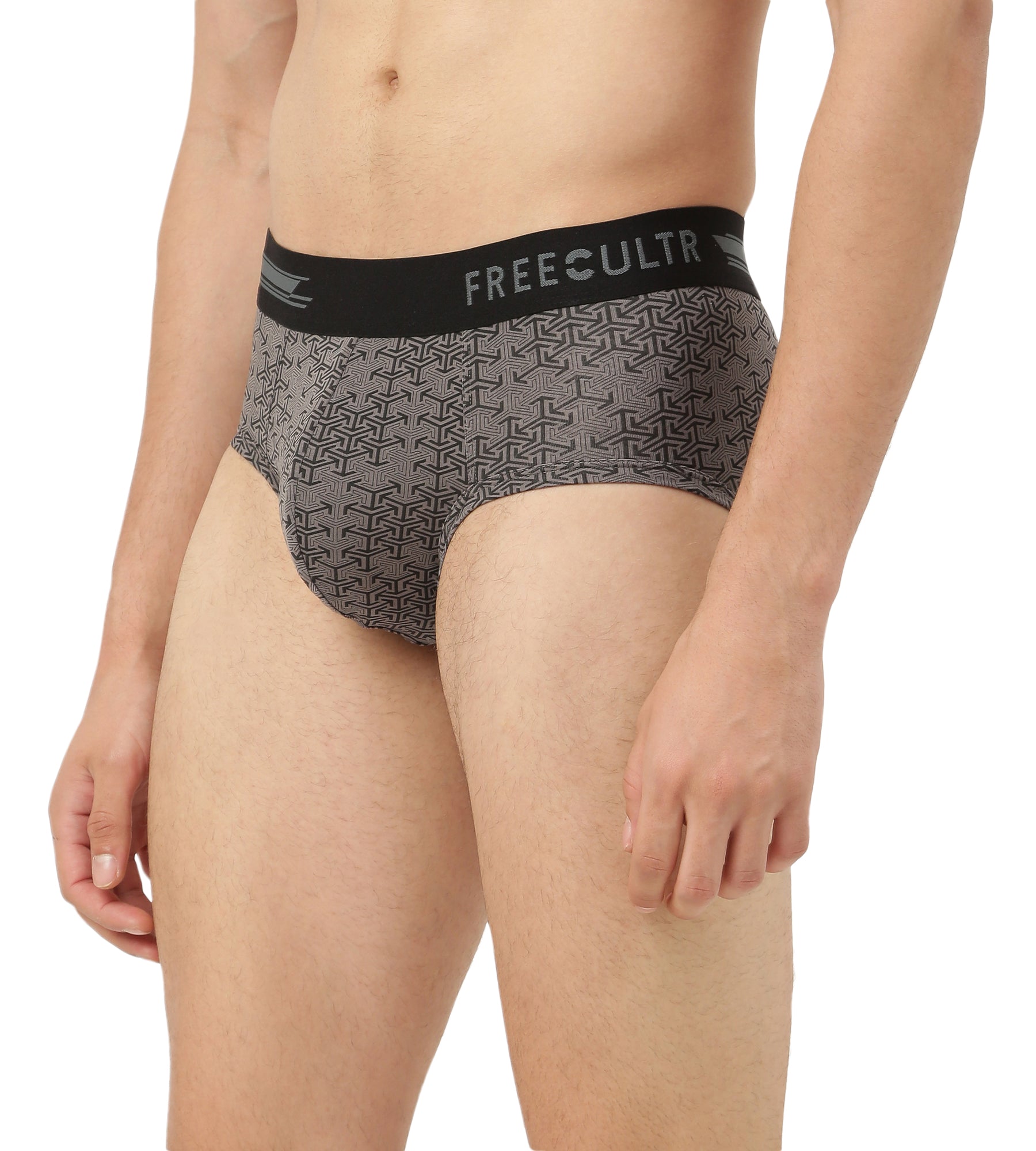 Carbon Smoke Grey Men's Anti-Bacterial Micro Modal Printed Brief (Pack of 1)