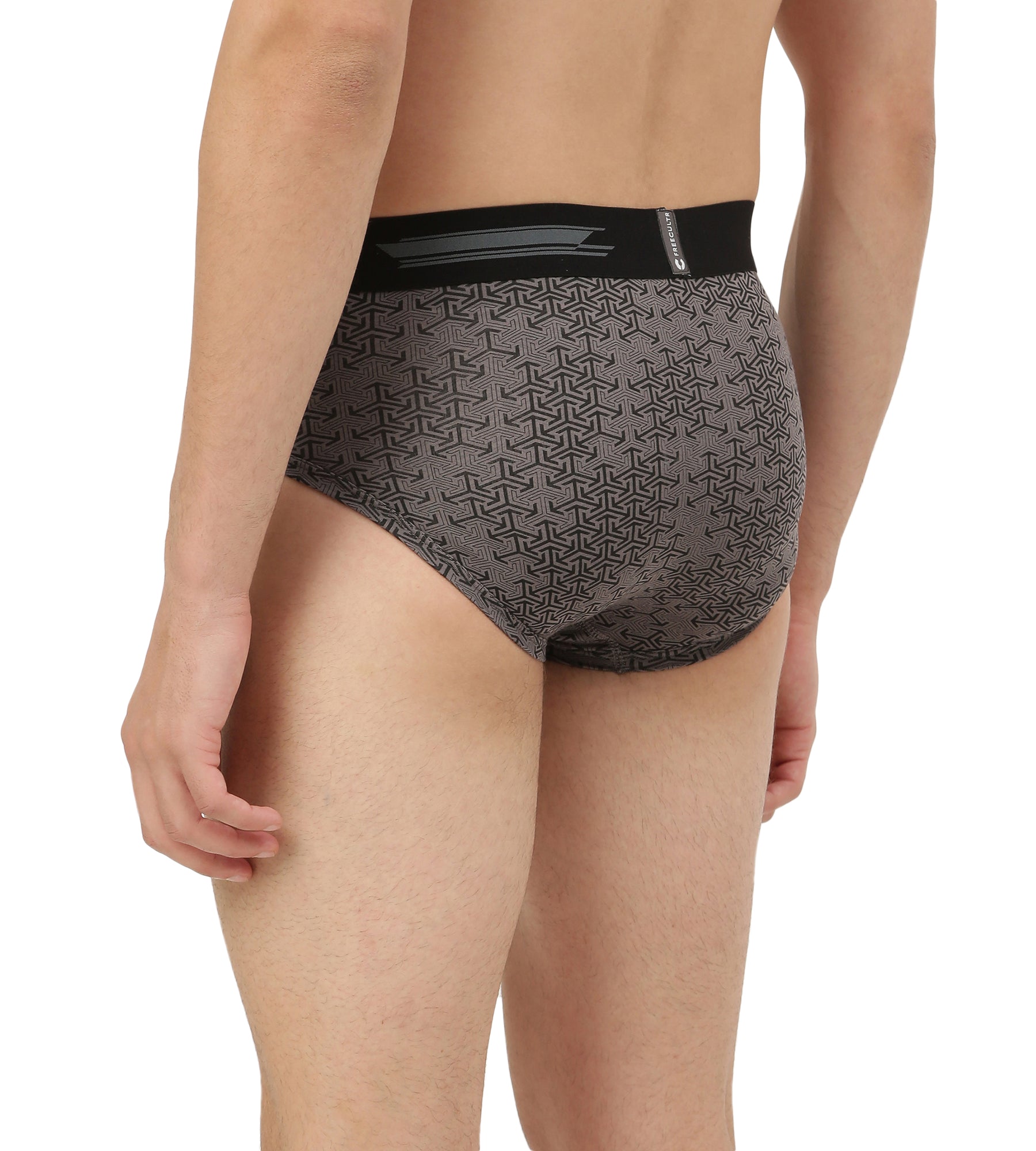 Carbon Smoke Grey Men's Anti-Bacterial Micro Modal Printed Brief (Pack of 1)
