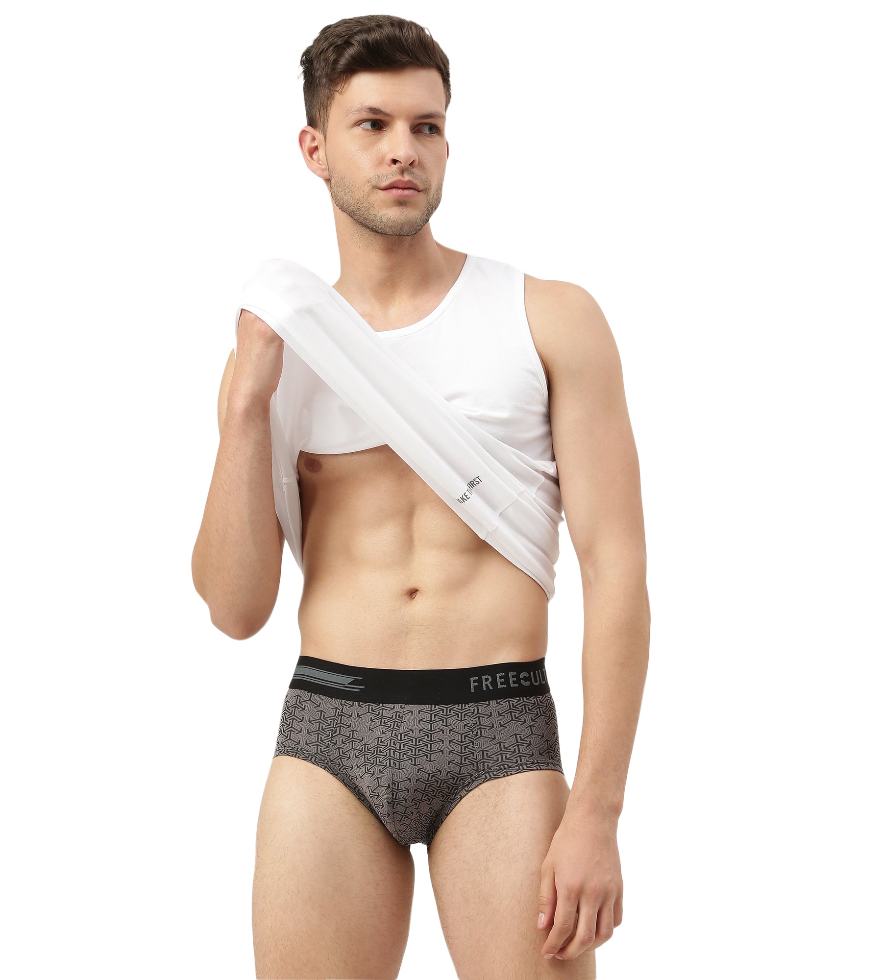 Carbon Smoke Grey Men's Anti-Bacterial Micro Modal Printed Brief (Pack of 1)