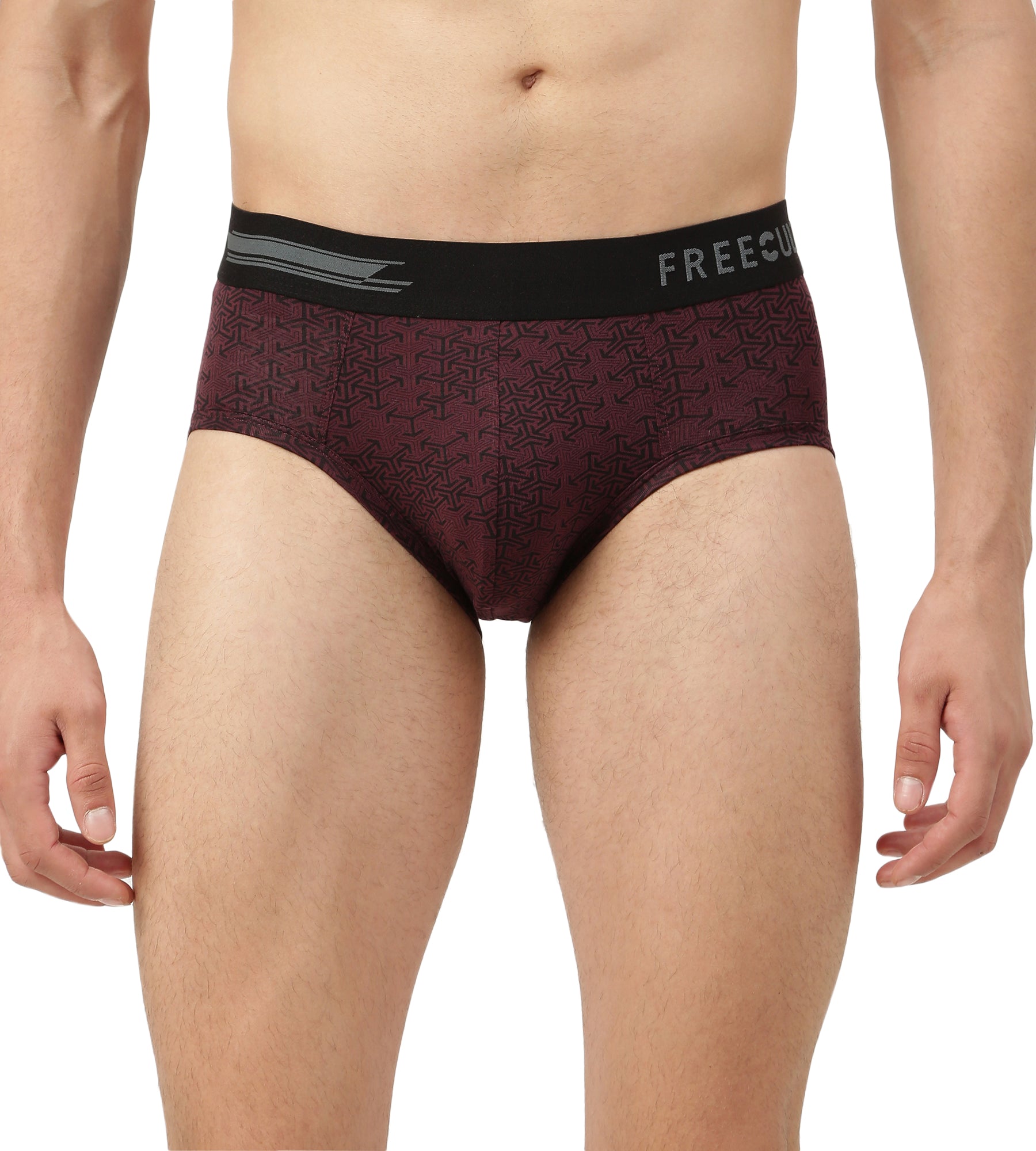 Carbon Wine Men's Anti-Bacterial Micro Modal Printed Brief (Pack of 1)