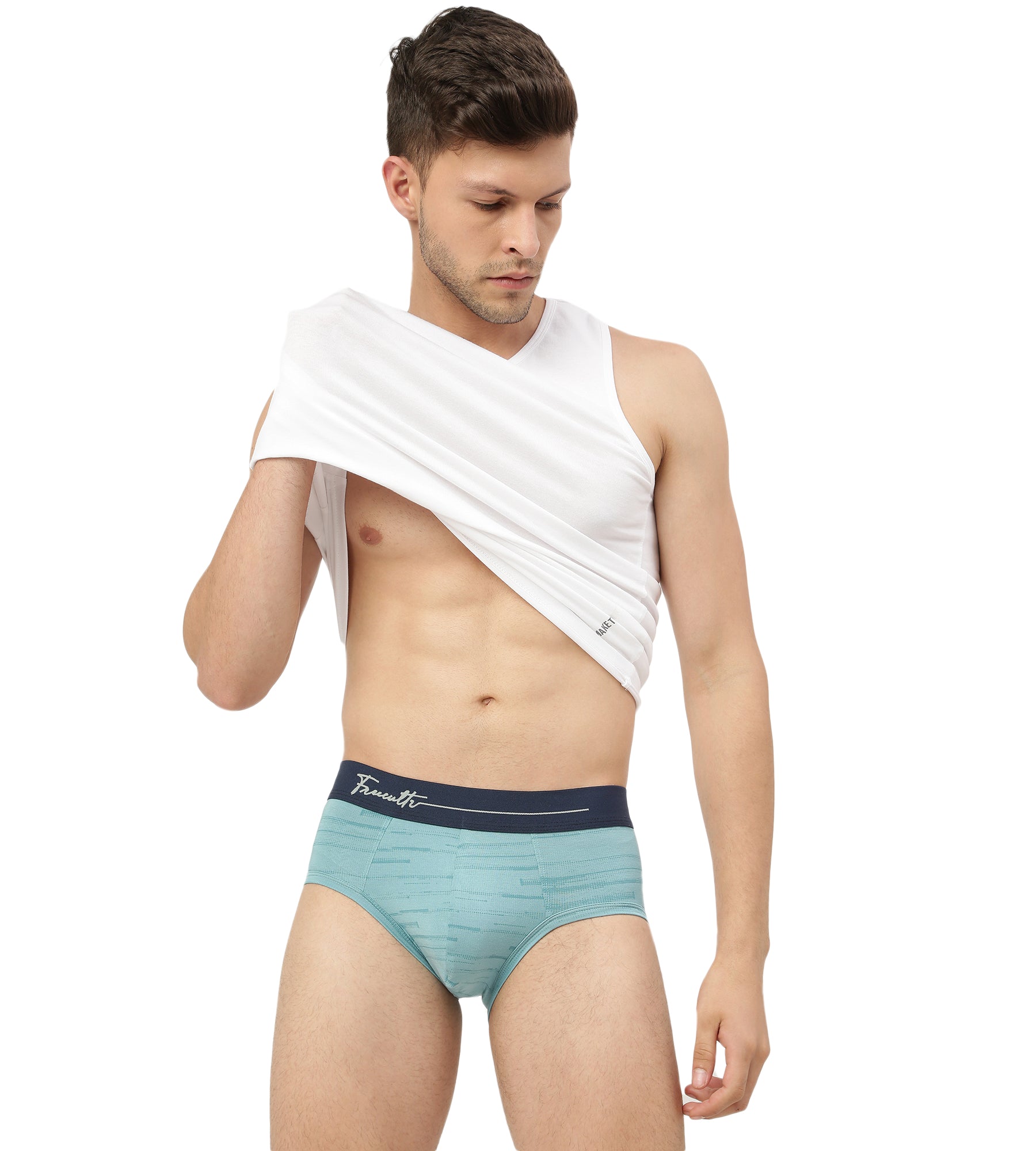Pixel Martini Blue Men's Anti-Bacterial Micro Modal Printed Brief (Pack of 1)