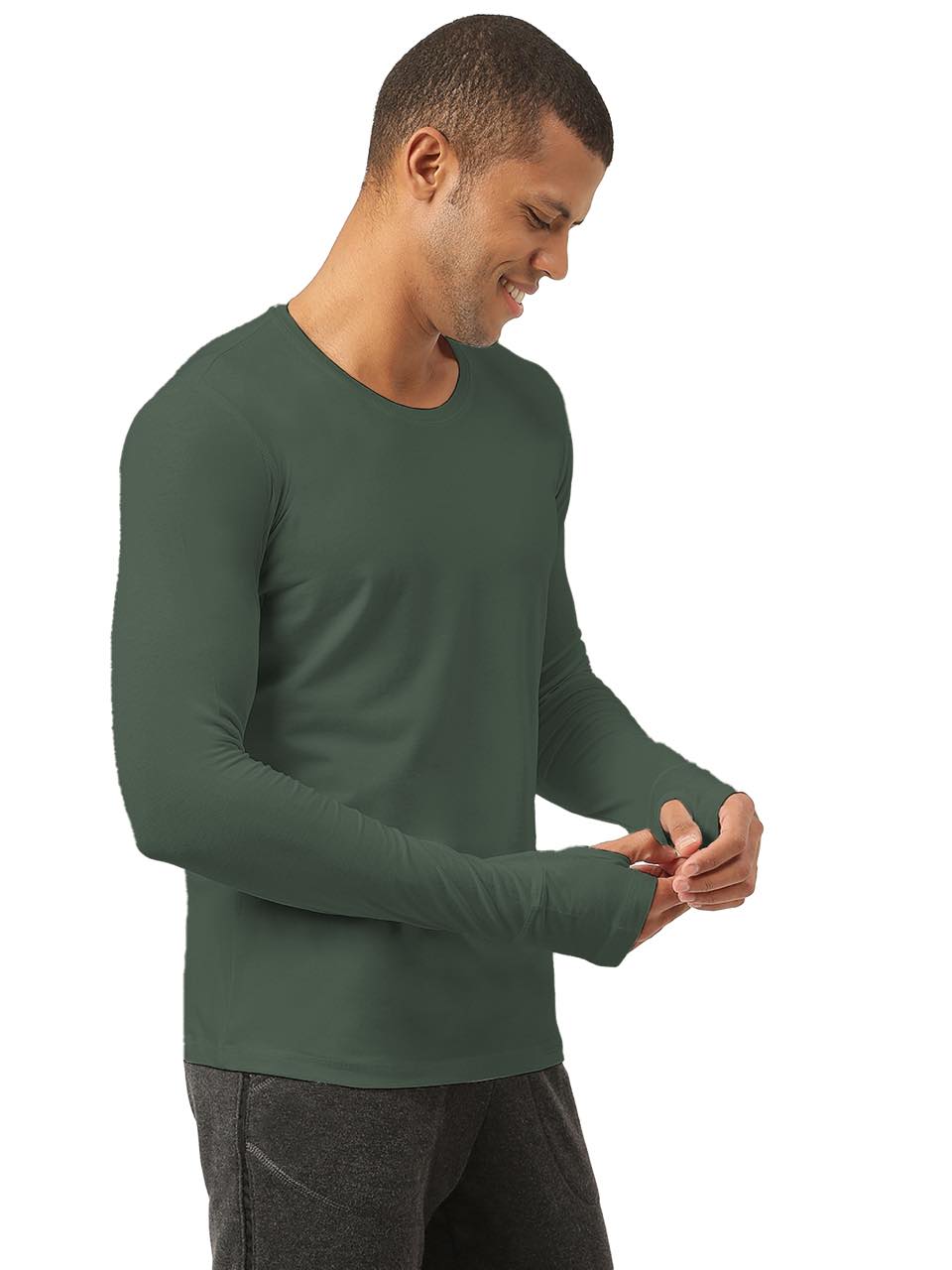 Black Forest Green Men's Organic Bamboo Skins (Full Sleeves-Undershirt, Loungewear, Sleepwear) - Pack Of 1